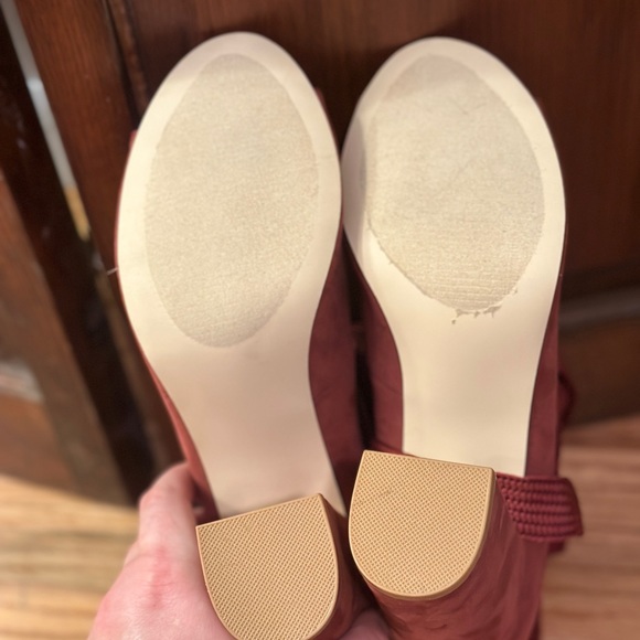 JustFab Maroon Lace-Up Peep Toe Booties (Never Worn) - Picture 4 of 5